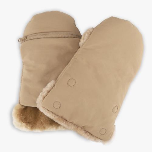 Nadia Sheepskin Pram Mittens  Taupe Extra Image 1